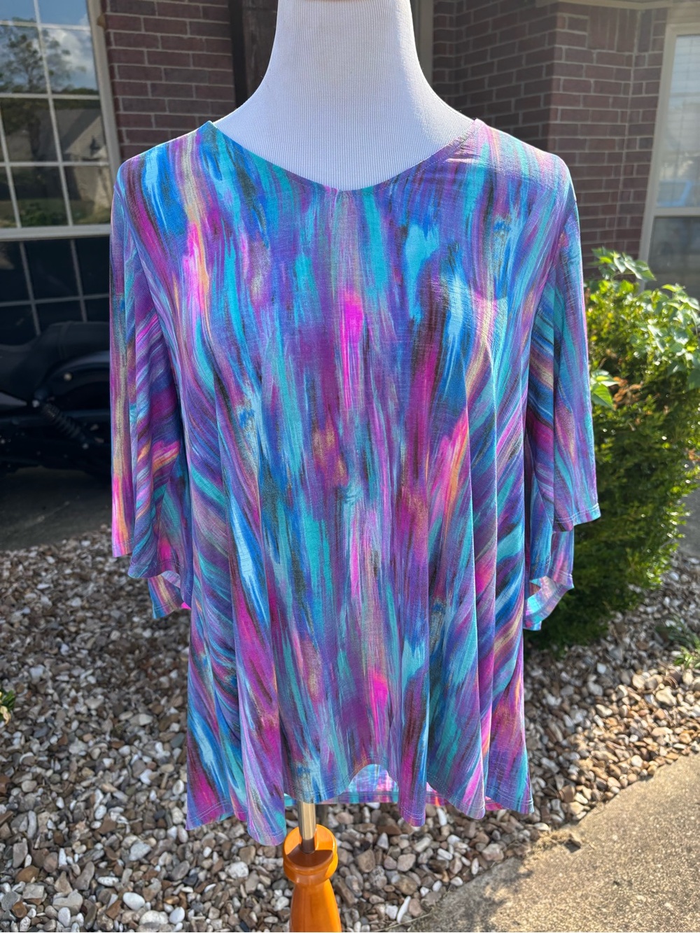 Scarlett Multicolor Brushstroke Swing Tunic in Teal, Purple & Pink